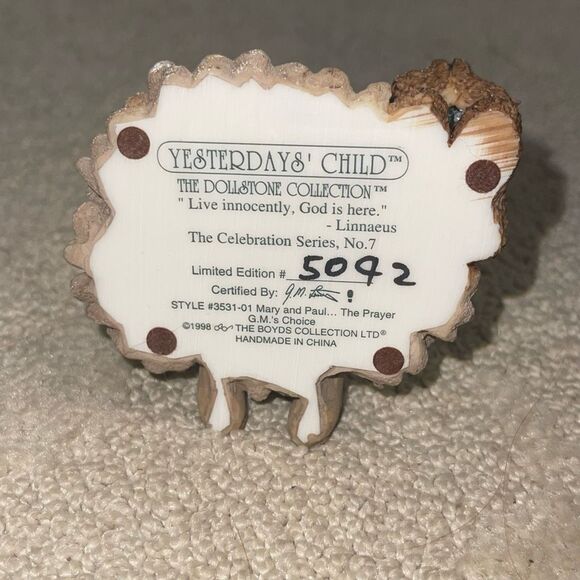Boyd’s Collection Yesterdays Child Doll Stone Praying Girl & Teddy Bear - Picture 5 of 5